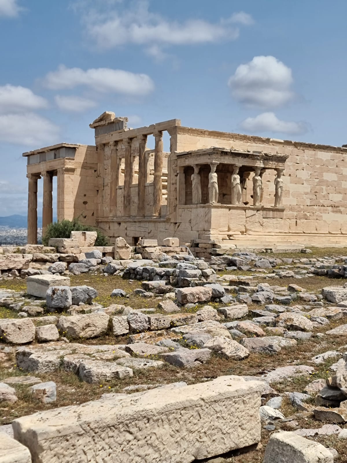 The Erechtheion and its caryatid porch on the Acropolis, from our family trip