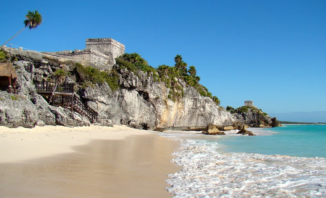 El Castillo on the cliff above the beach at Tulum